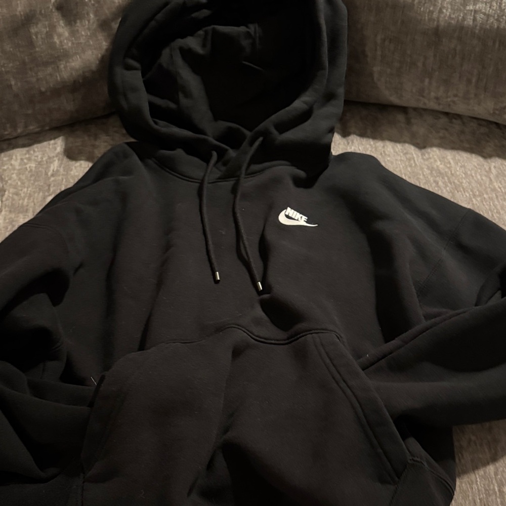 Nike Black Crewneck Hoodie with White Swoosh